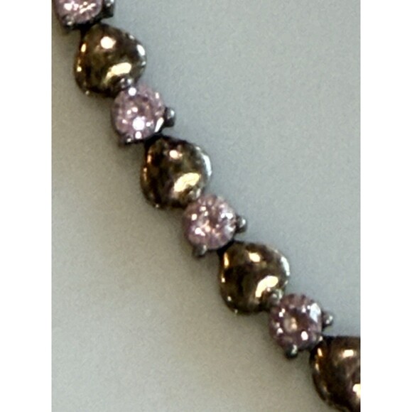 BGZ 925 Sterling Silver Pink Cubic Zirconia Tennis Bracelet 7.5” Box Clasp - Picture 5 of 10